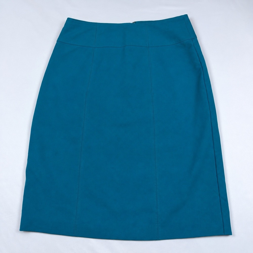 Worthington Pencil Skirt Womens 4 Teal Blue Stretch Lined Career 1411273P